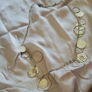 Elegant Silver Necklace with Textured Discs